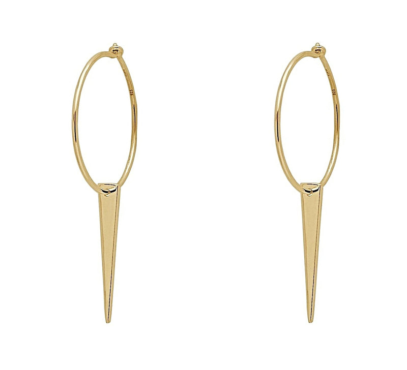 June & Valentina Mae Triangle Pendant Gold Earrings, 14 karat gold vermeil, hypoallergenic, gold and silver jewelry, VIIXVI 
